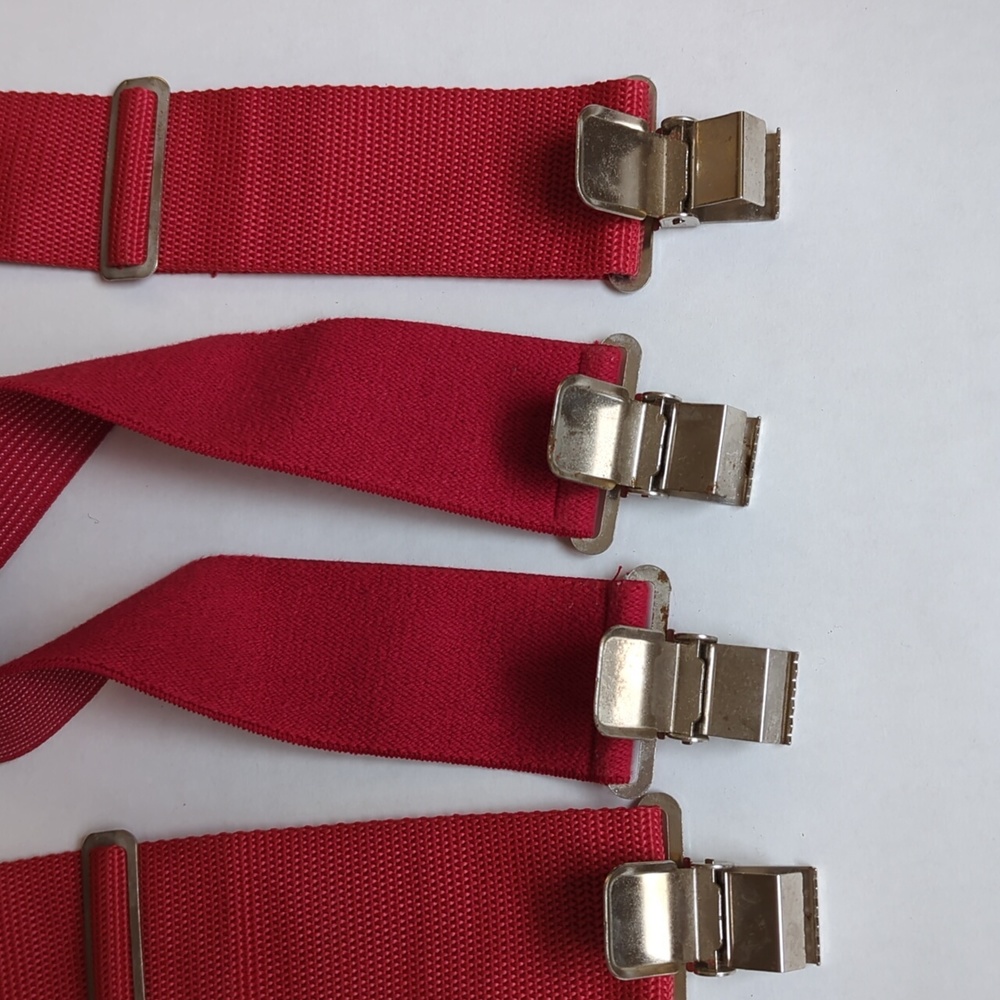 Utility Clip End Retro Suspender Galluses Red - Picture 4 of 12